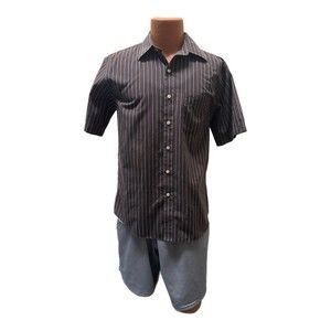 Van Heusen Men's Brown and Blue Button Down Shirt, Medium, 15-15.5, Pre-owned